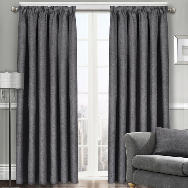 Velosso Westwood Charcoal Tape Top Curtains 168 x 183cm - Size: W 168 x D 183cm - Grey - Wilko - image 1
