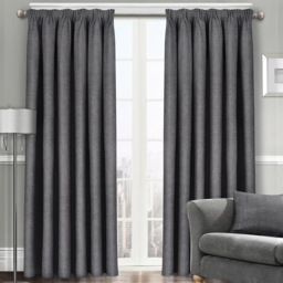 Velosso Westwood Charcoal Tape Top Curtains 168 x 183cm - Size: W 168 x D 183cm - Grey - Wilko
