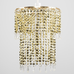 ValueLights Beaded Gold Droplet Pendant Shade - Size: 22 x 29 x 22cm - Wilko - thumbnail 4
