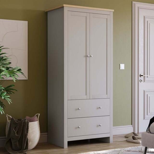 Vida Designs Arlington 2 Door 2 Drawer Grey Wardrobe - Size: 2 Door, 2 Drawer - Wilko - image 1