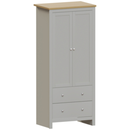 Vida Designs Arlington 2 Door 2 Drawer Grey Wardrobe - Size: 2 Door, 2 Drawer - Wilko - thumbnail 3