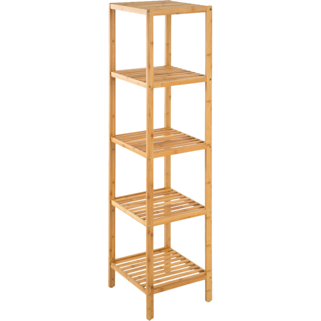 tectake 5 Shelf Bamboo Standing Bathroom Storage Rack - Size: 147 x 33 x 33cm - Brown - Wilko - image 1