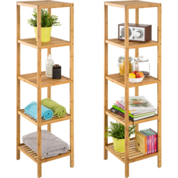 tectake 5 Shelf Bamboo Standing Bathroom Storage Rack - Size: 147 x 33 x 33cm - Brown - Wilko - thumbnail 4