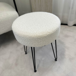 CARME Home Alaya Ivory and Black Bouclé Stool - Size: 18 x 39 x 39cm - White - Wilko - thumbnail 4