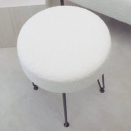 CARME Home Alaya Ivory and Black Bouclé Stool - Size: 18 x 39 x 39cm - White - Wilko - thumbnail 6