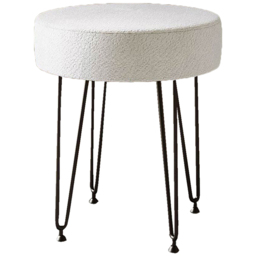 CARME Home Alaya Ivory and Black Bouclé Stool - Size: 18 x 39 x 39cm - White - Wilko - thumbnail 3