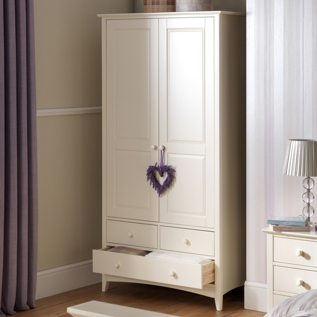 Julian Bowen Cameo 2 Door 3 Drawer Stone White Lacquered Wardrobe - Size: 2 Door, 3 Drawer - Wilko - image 1