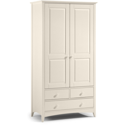 Julian Bowen Cameo 2 Door 3 Drawer Stone White Lacquered Wardrobe - Size: 2 Door, 3 Drawer - Wilko - thumbnail 3