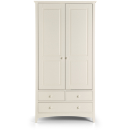 Julian Bowen Cameo 2 Door 3 Drawer Stone White Lacquered Wardrobe - Size: 2 Door, 3 Drawer - Wilko - thumbnail 4