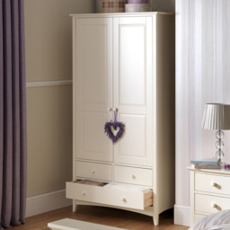 Julian Bowen Cameo 2 Door 3 Drawer Stone White Lacquered Wardrobe - Size: 2 Door, 3 Drawer - Wilko - thumbnail 6