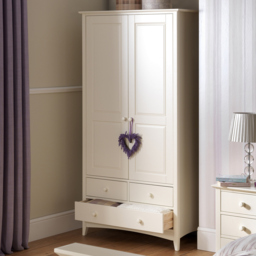 Julian Bowen Cameo 2 Door 3 Drawer Stone White Lacquered Wardrobe - Size: 2 Door, 3 Drawer - Wilko