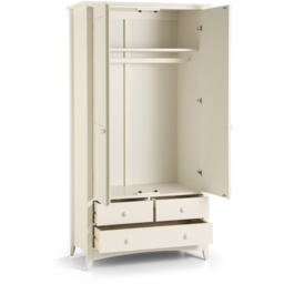 Julian Bowen Cameo 2 Door 3 Drawer Stone White Lacquered Wardrobe - Size: 2 Door, 3 Drawer - Wilko - thumbnail 5