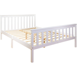 Portland King Size Wooden Bed Frame with Mattress - White - Wilko - thumbnail 4