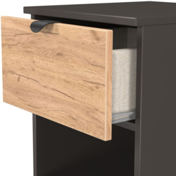 Crowndale Bora 2 Drawer Single Shelf Gold Oak and Graphite Bedside Cabinet - Grey - Wilko - thumbnail 6