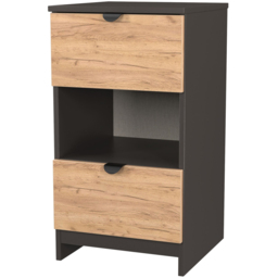 Crowndale Bora 2 Drawer Single Shelf Gold Oak and Graphite Bedside Cabinet - Grey - Wilko - thumbnail 5