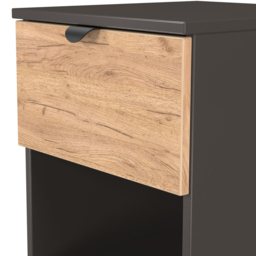 Crowndale Bora 2 Drawer Single Shelf Gold Oak and Graphite Bedside Cabinet - Grey - Wilko - thumbnail 7