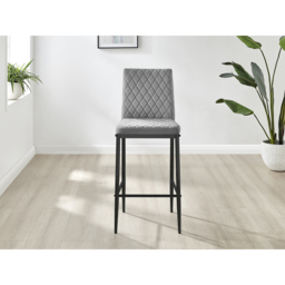 Furniturebox Modern Valera Grey and Black Velvet Bar Stool Set of 2 - Wilko - thumbnail 4