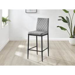 Furniturebox Modern Valera Grey and Black Velvet Bar Stool Set of 2 - Wilko - thumbnail 3