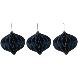 The Seasonal Gift Co Dark Blue Paper Onion Shaped Bauble with Gold Edge 3 Pack - The Seasonal Gift Co. - Wilko - thumbnail 1