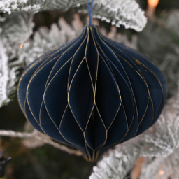 The Seasonal Gift Co Dark Blue Paper Onion Shaped Bauble with Gold Edge 3 Pack - The Seasonal Gift Co. - Wilko - thumbnail 3