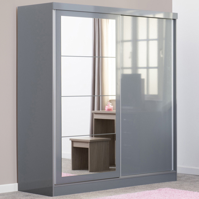 Seconique Nevada 2 Door Grey Sliding Wardrobe - Wilko - image 1