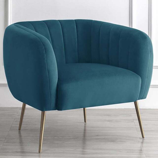 Portland Blue Linen Accent Chair - Size: Single - Wilko - image 1