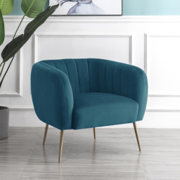 Portland Blue Linen Accent Chair - Size: Single - Wilko - thumbnail 4