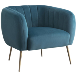 Portland Blue Linen Accent Chair - Size: Single - Wilko - thumbnail 3