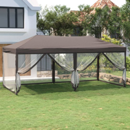 vidaXL 3 x 6m Taupe Foldable Party Tent with Sidewalls - Brown - Wilko - thumbnail 1