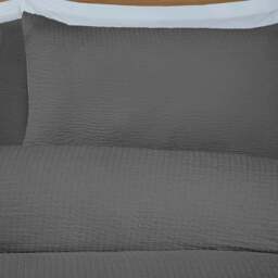 Seersucker Washable Duvet Set Charcoal Superking - Size: Super King - Divante - Wilko - thumbnail 5