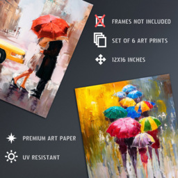 Artery8 Paris New York London Rainy Days Oil Painting Wall Art Print 30 x 41cm 6 Pack - Size: 40.5 x 30.5 x 0.3cm - Multi - Wilko - thumbnail 5