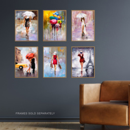 Artery8 Paris New York London Rainy Days Oil Painting Wall Art Print 30 x 41cm 6 Pack - Size: 40.5 x 30.5 x 0.3cm - Multi - Wilko - thumbnail 3