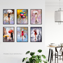Artery8 Paris New York London Rainy Days Oil Painting Wall Art Print 30 x 41cm 6 Pack - Size: 40.5 x 30.5 x 0.3cm - Multi - Wilko - thumbnail 4