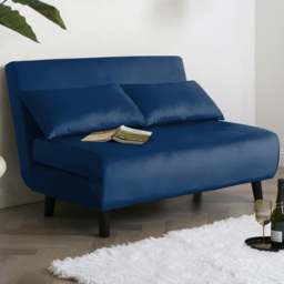Aurora 2 Seater Blue Velvet Sofa Bed - Home Garden Direct - Wilko