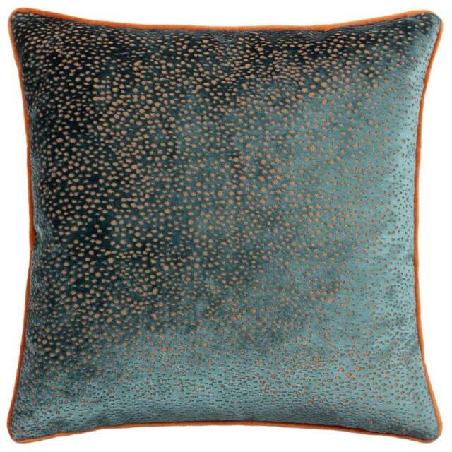 Paoletti Estelle Teal and Rust Spotted Cushion - Size: 45 x 45 cm - Multi - Wilko - image 1