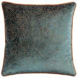 Paoletti Estelle Teal and Rust Spotted Cushion - Size: 45 x 45 cm - Multi - Wilko