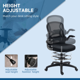 Portland Black Mesh Swivel Standing Desk Chair - Size: 59 x 65 x 130cm - Wilko - thumbnail 7