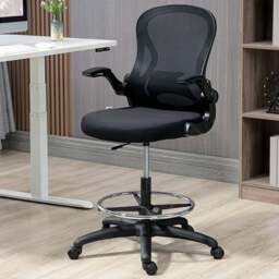 Portland Black Mesh Swivel Standing Desk Chair - Size: 59 x 65 x 130cm - Wilko - thumbnail 1