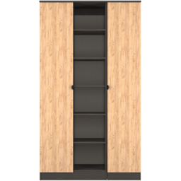 Crowndale Bora 2 Door 6 Shelf Gold Oak and Graphite Triple Wardrobe - Grey - Wilko - thumbnail 3