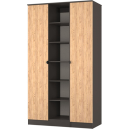 Crowndale Bora 2 Door 6 Shelf Gold Oak and Graphite Triple Wardrobe - Grey - Wilko - thumbnail 5