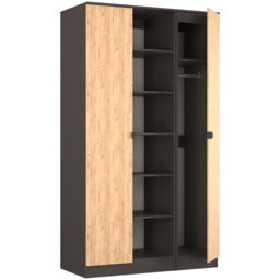 Crowndale Bora 2 Door 6 Shelf Gold Oak and Graphite Triple Wardrobe - Grey - Wilko - thumbnail 7