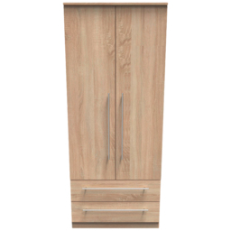 Crowndale Sherwood 2 Door 2 Drawer Bardolino Oak Double Wardrobe - Size: 2 Door, 2 Drawer - Brown - Wilko - thumbnail 3
