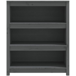 vidaXL 3 Shelf Grey Solid Pine Wood Bookcase - Size: 97 x 80 x 35cm - Wilko - thumbnail 4