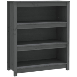 vidaXL 3 Shelf Grey Solid Pine Wood Bookcase - Size: 97 x 80 x 35cm - Wilko - thumbnail 3