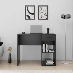 FWStyle Single Drawer 2 Shelf Anthracite Grey Desk - Size: 75 x 90 x 52cm - Wilko - thumbnail 7