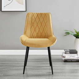 Furniturebox Arona Cesano 6 Seater Round Dining Set Mustard and Black - Yellow - Wilko - thumbnail 4