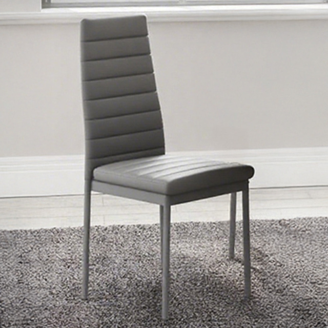 Living and Home Set of 6 Grey Quilted Faux Leather High Back Dining Chair - Wilko - image 1