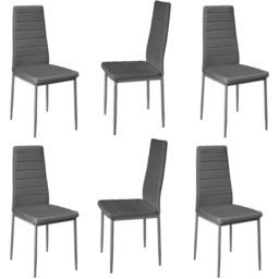 Living and Home Set of 6 Grey Quilted Faux Leather High Back Dining Chair - Wilko - thumbnail 4