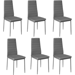 Living and Home Set of 6 Grey Quilted Faux Leather High Back Dining Chair - Wilko - thumbnail 3