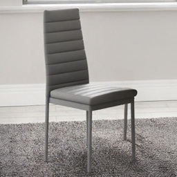 Living and Home Set of 6 Grey Quilted Faux Leather High Back Dining Chair - Wilko